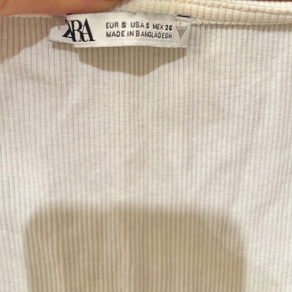 Zara White Ruched Ribbed Top - Picture 5 of 5